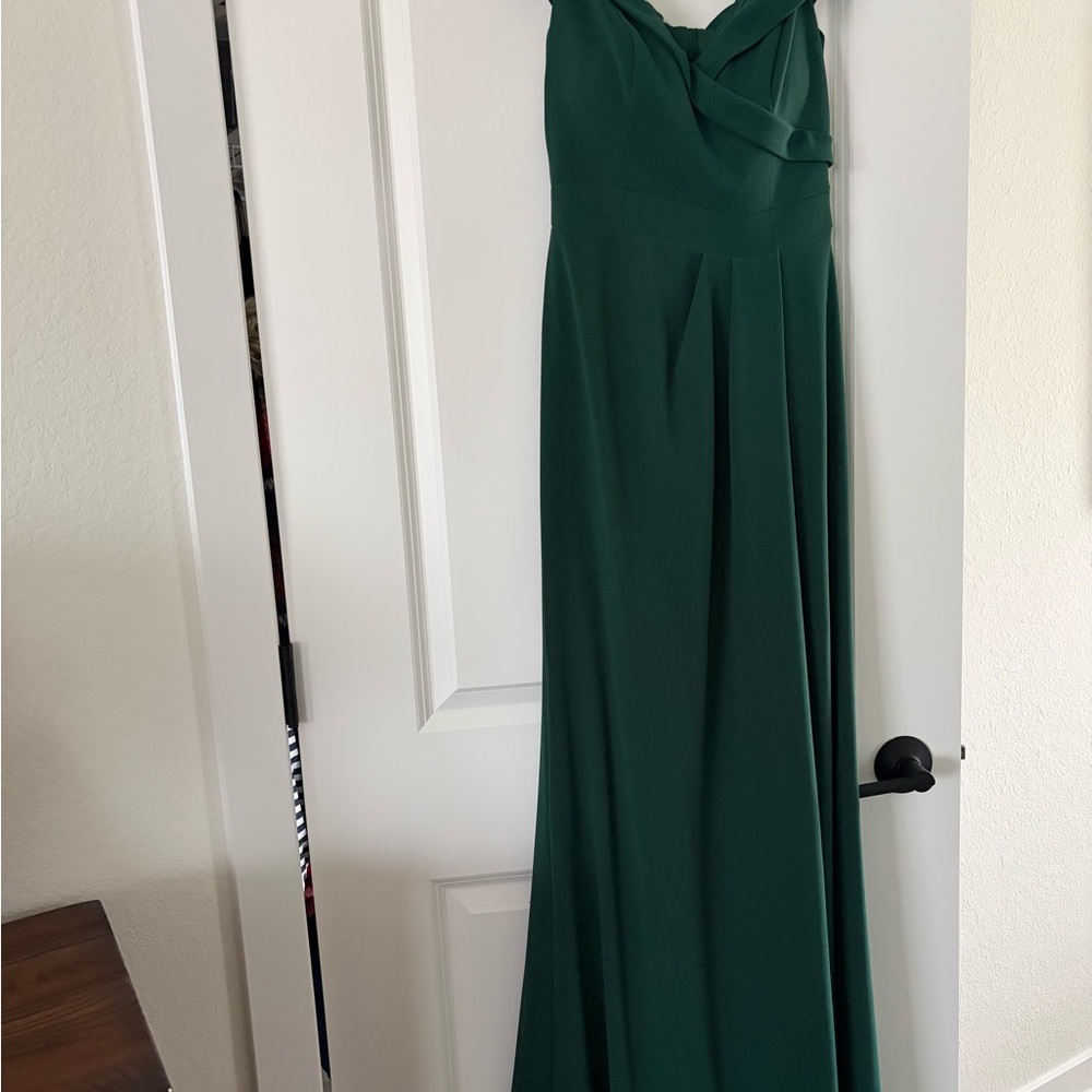 David's Bridal Emerald Green Strapless Maxi Gown